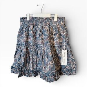 Bishop + Young NWT Blue Floral Ruffle Tiered Mini Skirt Lightweight Size S